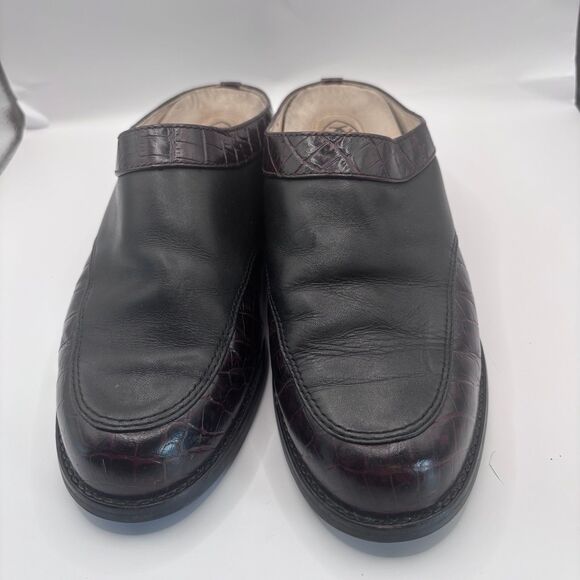 Ariat ATS Apron-Toe Mules Womens Size 7B Black & Brown Leather Slides Clogs - Picture 1 of 9